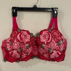 Adore Me Women’s Underwire Bra 44DD Pink Floral Lace Colete Contour Plus